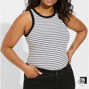 EUC Torrid Super Soft Tank White with Black Stripes 4